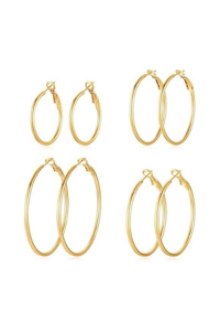 Amazon Collection 14K Gold Plated Classic Hoop Earrings