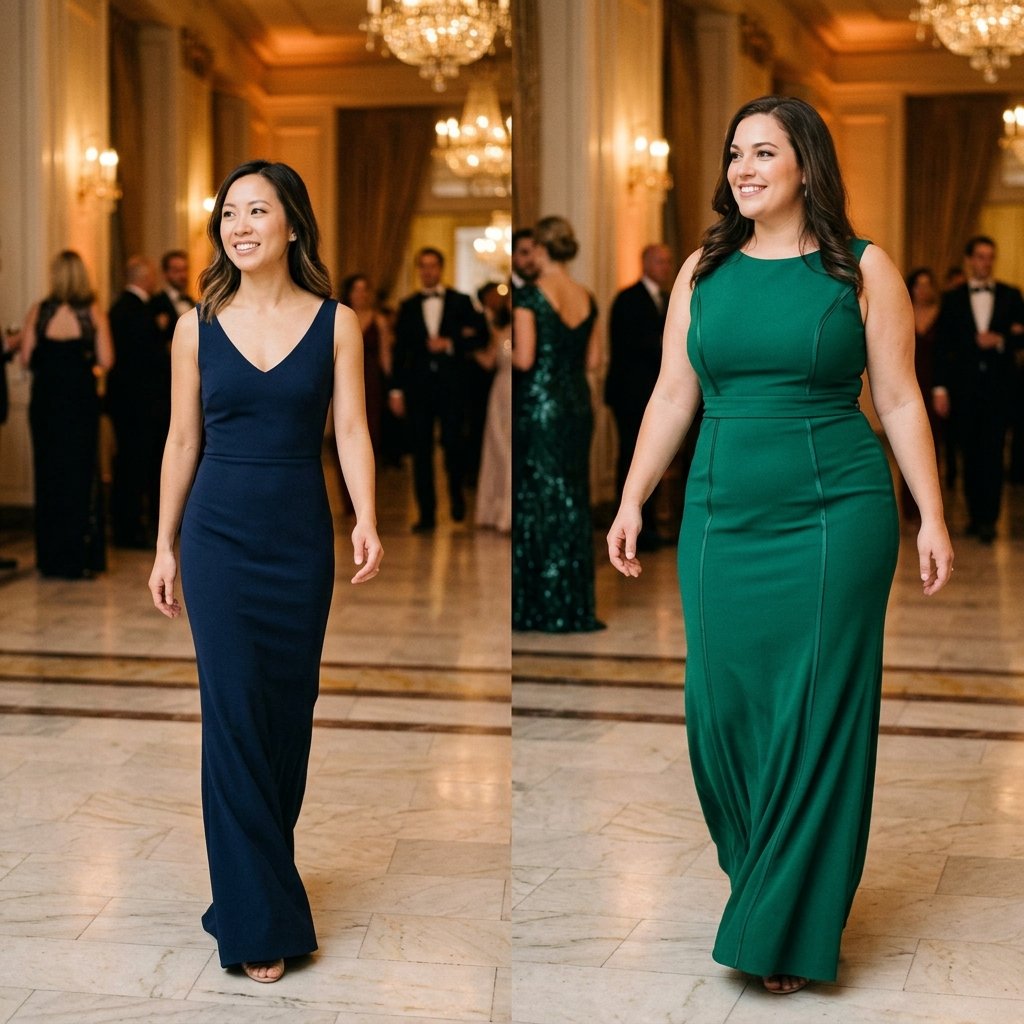 Dark Evening Gown Dress For Petites