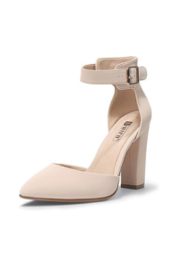 Beige Block Heel Pumps