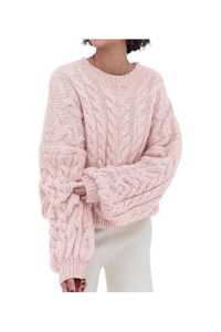 Blush Pink Cable Knit Sweater