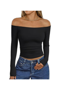 Off-Shoulder Fitted Top (Black)