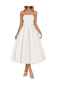 Strapless A-Line Midi Dress