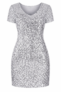 Silver Sequin Bodycon Mini Dress