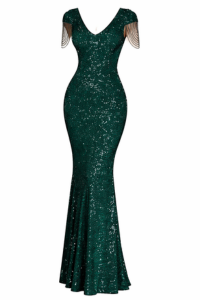Green Sequin Mermaid Maxi Dress