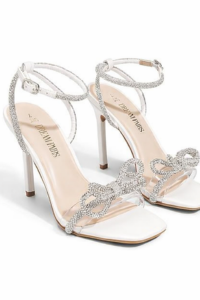 Rhinestone bow heels