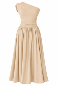 One Shoulder Pleated Maxi Dress