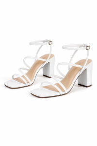 White Strappy Chunky Heel
