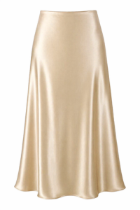 champagne satin midi skirt