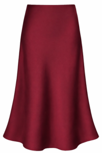 Maroon Satin Midi Skirt