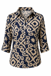 Printed Button Down Blouse