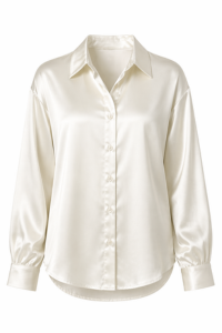 Silk Button Front Blouse Cream