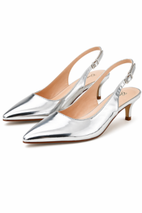 Metallic Slingback Kitten Heels