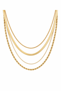 Gold Plated Layered Necklace Set