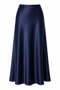 Satin Navy Midi Skirt