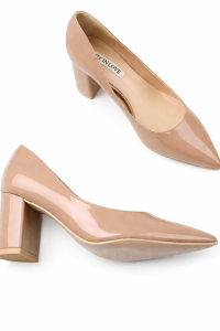 Chunky Nude Block Heel Pumps