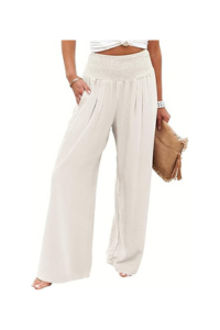 Cream Wide-Leg Trousers