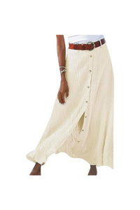 Women’s Linen Blend Button Front Midi Skirt