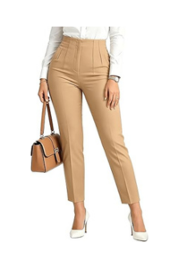 High-Waisted Slim Fit Tailored Trousers