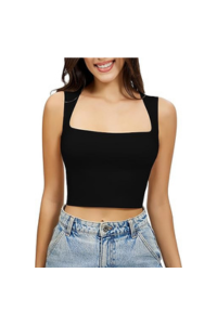 Square neck crop tank