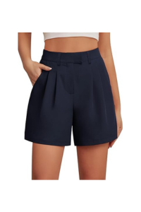 Navy High-Waisted Tailored Shorts