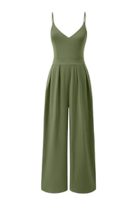 Olive green linen jumpsuit