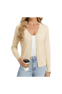 V-Neck Button Cardigan Sweater