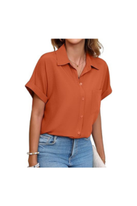 Relaxed fit short sleeve button-up shirt