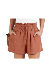 High-waisted linen shorts